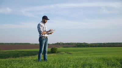 Farmer using broadband in rural area Farmer using broadband in rural area
