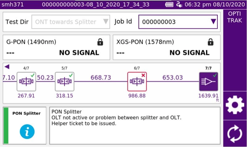 ONT Splitter Continuity Fiber Optic Multimeter Performs ONT Splitter Continuity